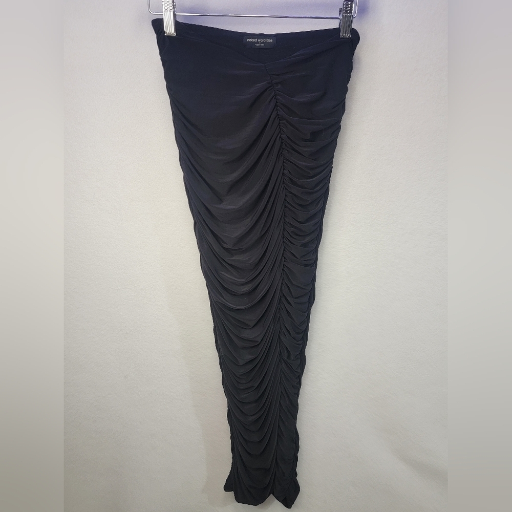 naked wardrobe Black Ruched Midi Skirt - Picture 7 of 11